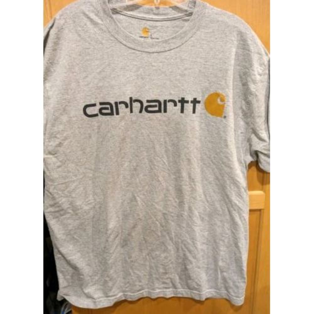 Carhartt Shirt Mens Gray Large   Pocket Short Sleeve T‎ Shirt  Distressed Hole